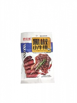 Снек острый "Qiao Lao" со вкусом телятины с черным перцем 21г 1шт/30упак